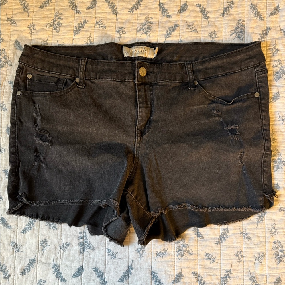 Torrid Charcoal Distressed Jean Shorts